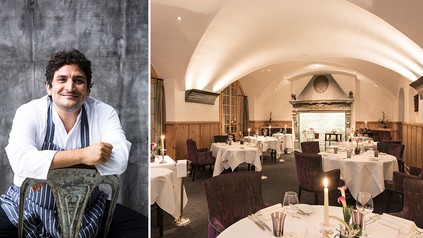 Spitzenkoch Mauro Colagreco, Blick in das Pop-up-Restaurant "The K" im Luxushotel Das Kulm Hotel St. Moritz