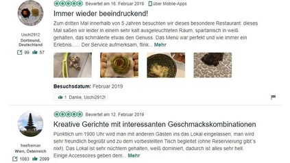 TripAdvisor-Kritiken eines Restaurants